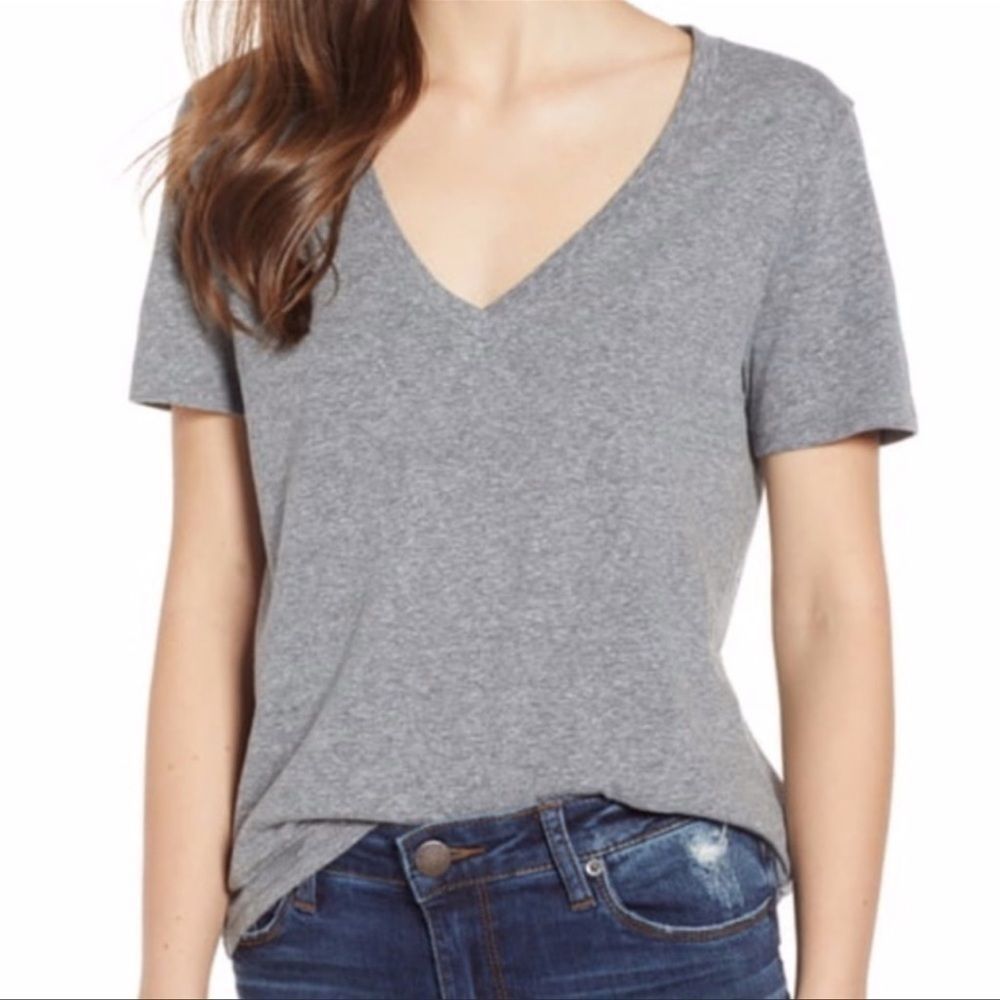 BP Short Sleeve V Neck Tee Marled Gray